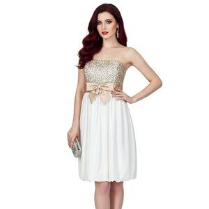 VTG Jessica McClintock Coquette Girly Strapless Sequin Satin Cocktail Dress 7